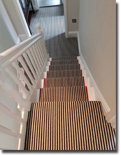 We love this runner which we made with a burnt orange border to make it stand out